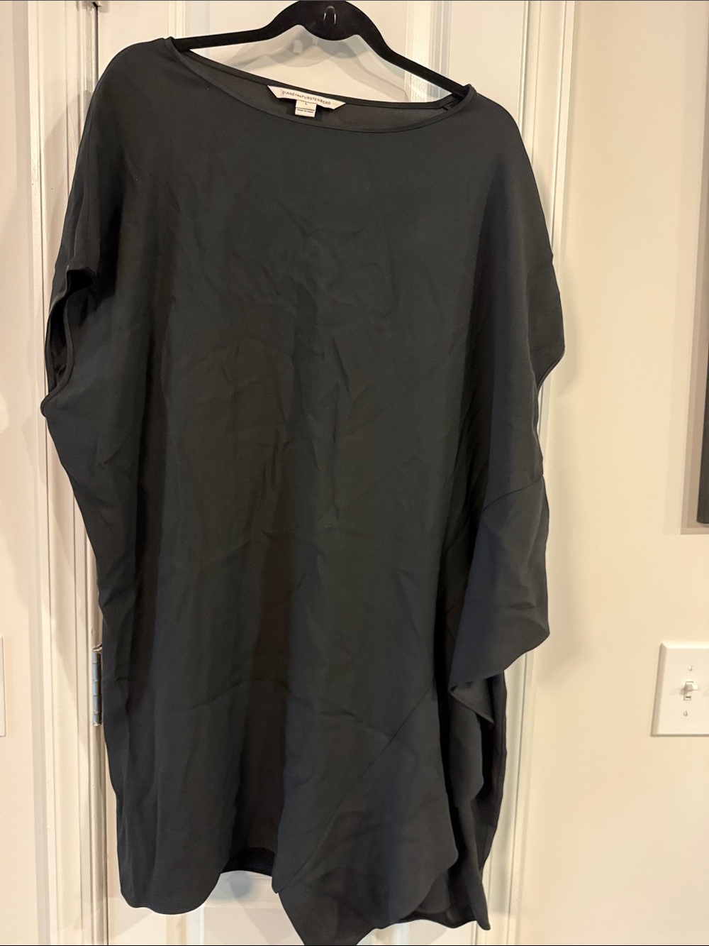 Diane Von Furstenberg Asymmetrical Tunic in Charcoal Black